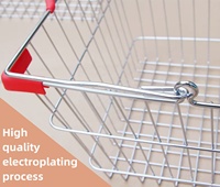 Panier de courses en treillis métallique chromé avec 2 poignées, écologique, durable, grande capacité, pour usage en magasin de détail - En stock