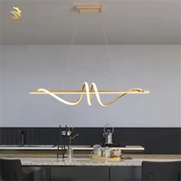 Lampu gantung Led setrip dekorasi mewah baru lampu gantung hitam putih untuk rumah restoran Bar mudah dipasang di tengah