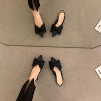 Sandales à Talons Épais Françaises avec Nœud, Bout Fermé, Élégantes et Pointues, Chaussures de Mode pour Femmes 2024, Talons Personnalisés avec Logo OEM ODM en Gros