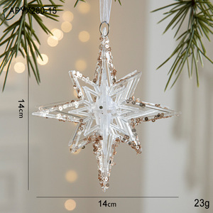 2024 vendita calda 3D luccicanti con paillettes stellari natale nuovo anno albero sfera ornamenti stella appesa decorazioni - Product Image 5