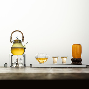 Estufa de alcohol de vidrio Wuxi Hall con mango, calentador de té circular para la ceremonia del té al estilo chino - Product Image 3