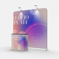 Bannière de toile de fond d'exposition légère et portable en tissu tendu, personnalisable, 8ft 10ft, avec impression par sublimation pour salons professionnels