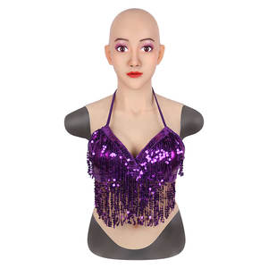Mulheres Artificial crossdress cabeça máscara cosplay realista <span class=keywords><strong>silicone</strong></span> máscara para drag queen travesti crossdresser com formas de mama - Product Image 4