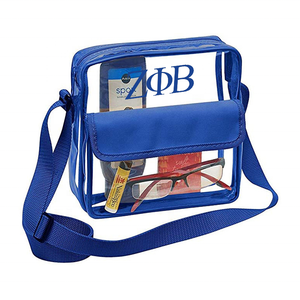 Tùy chỉnh in logo Màu Xanh Hoàng gia Zeta <span class=keywords><strong>phi</strong></span> Beta sorority Crossbody Túi PVC rõ ràng dây kéo lớn PURSE mua sắm Túi Thể Thao Túi - Product Image 1