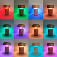 Lampe de table moderne en bois avec LED RGB à intensité variable, température de couleur 2700K-6000K, sans fil, rechargeable, portable, pour restaurant, dîner, 50000 heures d'autonomie