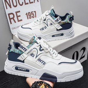 stylish men's shoes Fashion <b>Sneakers</b> 2026 New Trendy Leather Casual Shoes Student Height Increasing Sports Skateboarding Shoes - Product Image 1