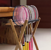 Support pliable en bambou pour raquettes de badminton, présentoir autoportant pour raquettes de sport, support de rangement pouvant contenir 10 à 15 raquettes de badminton