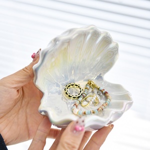 Vintage Ceramic Shell Trinket Box Simple Style Desktop Jewelry <b>Storage</b> for Necklace <b>Ring</b> Earring - Product Image 4