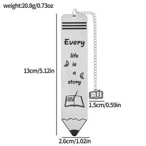 Marcapáginas <span class=keywords><strong>de</strong></span> metal con cita inspiradora, colgante para libro en forma <span class=keywords><strong>de</strong></span> lápiz, accesorio decorativo con <span class=keywords><strong>citas</strong></span> en inglés para lectura - Product Image 3