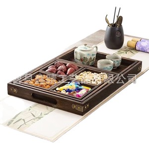 Ensemble de plateaux en bois de style chinois pour la maison, ensemble de sept pièces pour servir des collations, des fruits secs et des fruits frais, en bois. - Product Image 1