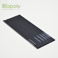 Biopoly Paille PLA courte de haute qualité noire Pailles PLA jetables avec logo