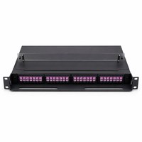 Panel Patch Fiber OM4 Multimode 96-Core MPO/MTP Pre-Terminasi, Kotak Kaset Modul 4pcs 1-masuk-24-keluar Terpasang Lengkap