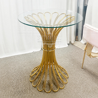 Nouvelle table de bar en acier inoxydable avec plateau en verre pour événements de mariage et location de banquets