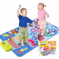 Tapis musical à motifs de véhicules de dessins animés pour enfants, tapis de danse avec clavier de piano pour tout-petits