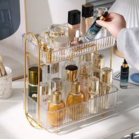 Support de rangement pour coiffeuse de bureau double Boîte de rangement pour cosmétiques de toilette en plastique pour le rangement de la chambre à coucher