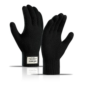 Guantes térmicos de punto para hombre de talla grande polar Otoño Invierno suave grueso elástico Jacquard pantalla táctil guantes cálidos - Product Image 5