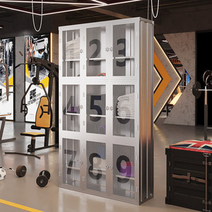 Armoire de rangement de style industriel, armoire de présentation et de rangement pour casques, figurines, salle de sport, studio de danse, sports et remise en forme, casier en fer - Product Image 1