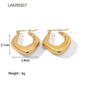 Großhandel Vergoldete Creolen Gold Ohrringe Set Dicke Gedrehte Feine Schmuck Ohrringe Edelstahl Damen Creolen - Product Image 6