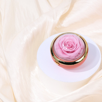Boîte à fleurs ronde légère et compacte, vide, pour bijoux, avec couvercle transparent et ouverture mécanique, pour bagues, avec sac cadeau