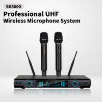 Meilleur SK-3000 Microphone dynamique Uhf Tiktok de poche Ensemble de microphones sans fil sans fil à suppression de bruit Professionnel pour la fête