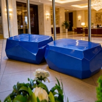 Banc Y030 moderne en PRV ajouré, artistique, pour jardin et loisirs, résistant à l'eau et à la corrosion, idéal pour centre commercial, bureau, hall d'entrée