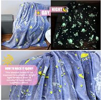 100% polyester pazen özel yıldız aydınlık battaniye mavi evren unicorn dinozor parlayan atmak çocuklar karanlık battaniye kızdırma