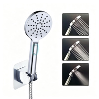 Douche murale moderne à tête circulaire avec bouton de commande, en métal chromé, pour salle de bain