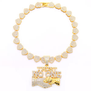 Set di Collana e Bracciale con Ciondolo a Forma di <span class=keywords><strong>Cuore</strong></span> 'Trust No One' Placcato Oro Rosa in Lega di Zinco Resistente - Product Image 1