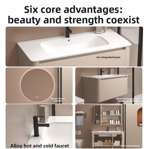 Meuble <span class=keywords><strong>de</strong></span> salle <span class=keywords><strong>de</strong></span> bain en aluminium spatial tout-en-un <span class=keywords><strong>avec</strong></span> lavabo <span class=keywords><strong>et</strong></span> toilettes, design modulaire nordique, combinaison murale - Product Image 4