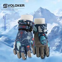 Gants de ski et de snowboard pour enfants, motif baleine sous-marine, imperméables, chauds, doublés de polaire, antidérapants sur toute la paume, pour garçons et filles de 4 à 12 ans