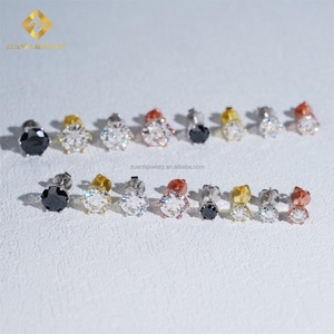 Boucles d'oreilles clous en argent sterling 925 avec sertissage à 6 griffes, certificat GRA, diamant moissanite brillant D VVS1 5 mm, vente chaude - Product Image 5