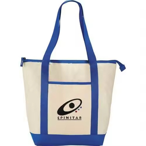 Borse Tote Grandi in Tela Extra Pesante Personalizzate con Blocchi di Colore, Chiusura Aperta, per Barca, Spiaggia e Spesa, per Tutte le Stagioni - Product Image 2