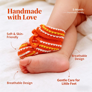 Chaussures Souples et Douces pour Bébé Unisexe Premiers <span class=keywords><strong>Pas</strong></span> |   Chaussons tricotés à la main pour bébé, en coton uni respirant, faciles à enfiler - Product Image 3