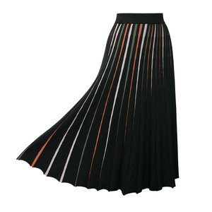 Custom Clothing <strong>Design</strong> Manufacturers High Quality Color Block Striped Vintage Pleated Midi Length <strong>Skirts</strong> For Women Stylish - Product Image 3