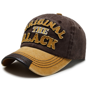 <span class=keywords><strong>Gorra</strong></span> de Béisbol Vintage de Lona Lavada con Bordado de Letras, Visera Precurvada, Estilo Desgastado, Cierre a Presión, para Primavera y Otoño, Deportes al Aire Libre, Protección Solar - Product Image 4
