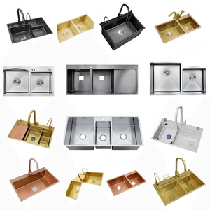 Handmade 304 thép không gỉ Bồn Rửa Nhà Bếp <span class=keywords><strong>Drop</strong></span>-in bát đôi với màu đen nanomet kết thúc - Product Image 5