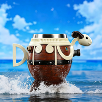 Mug à bière en résine 3D en forme de bateau pirate, insert en acier inoxydable, ornement et récipient à boisson double usage pour la décoration de bar à domicile