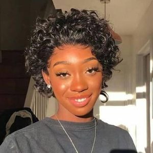 Perruque <span class=keywords><strong>Coupe</strong></span> Pixie Cheveux Humains Courts et Bouclés Lace Front Perruque Lace HD Petite 13x1 pour Femmes Noires Vente en Gros Perruque Lace Haute Densité - Product Image 6