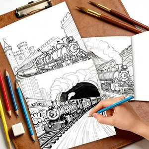 Libro de Colorear Creativo de Trenes para Adultos, <span class=keywords><strong>Libros</strong></span> de Colorear Personalizados para Artistas, Papelería, Relajación Corporal y Mental, Libro con Logotipo Personalizado - Product Image 3