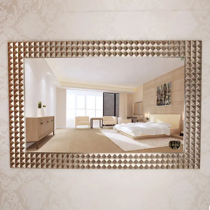 Espejo de pared con marco de pintura para el hogar, exquisito espejo de plata de ley de lujo de oro y poliuretano, 20 piezas