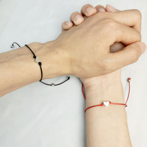 Braccialetto minimalista in acciaio inossidabile con <span class=keywords><strong>filo</strong></span> di cera a mano semplice <span class=keywords><strong>amore</strong></span> e amicizia coppia di gioielli artigianali - Product Image 2