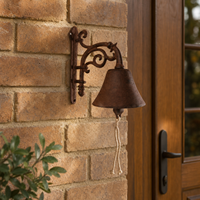 Cloche murale vintage en fonte de style européen, vente en gros directe d'usine, avec cordon de tirage, pour portail de jardin, porche et café