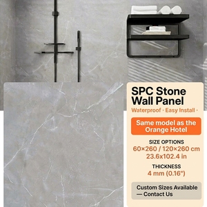 Panneaux muraux imperméables en pierre texturée SPC, carreaux en porcelaine avec effet marbre, rénovation moderne de salle de bain et de douche d'hôtel - Product Image 5