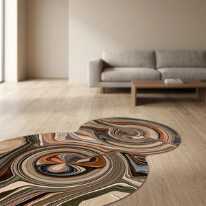 Luxury Organic Shape Hand Tufted Wool Silk <b>Rug</b> <b>Abstract</b> Marble Swirl Designer Area Carpet Custom Modern <b>Rug</b> - Product Image 2