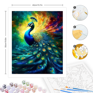 वयस्कों के लिए संख्याओं द्वारा Diy पेंटिंग किट मोर घर Decors के लिए संख्या के साथ एक्रिलिक पेंट 40x5 0cm/16x20 इंच फ्रेम के बिना - Product Image 3