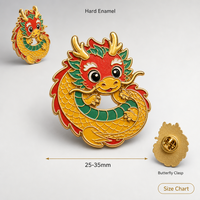 Broche Mignonne Dragon Chinois 3D en Émail Souple, Contour Doré, Bijoux du Nouvel An Chinois, Épingles de Revers, Badges Métalliques Personnalisés en Gros