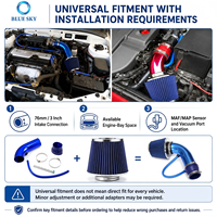 Kit d'admission d'air universel pour voiture de 76 mm (3 pouces) avec filtre à air à haut débit et tuyau d'induction en aluminium