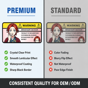 Waterproof 15*7 CM PET Cartoon <strong>Decals</strong> 3D Lenticular Anime Motion Sparkle Warning UV Printed Car Stickers for Promotion Gift - Product Image 5