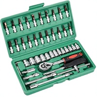 Ensemble d'outils électriques multifonctions 45 pièces pour la maison, perceuse à main, outils en acier au carbone, mallette rigide, support OEM