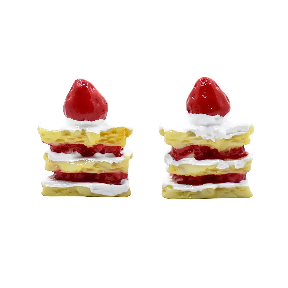 Food Dessert Strawberry Cream Napoleon Cake Flatback Resin Charms For Slime Mobile Case Keychain DIY Craft Decoration